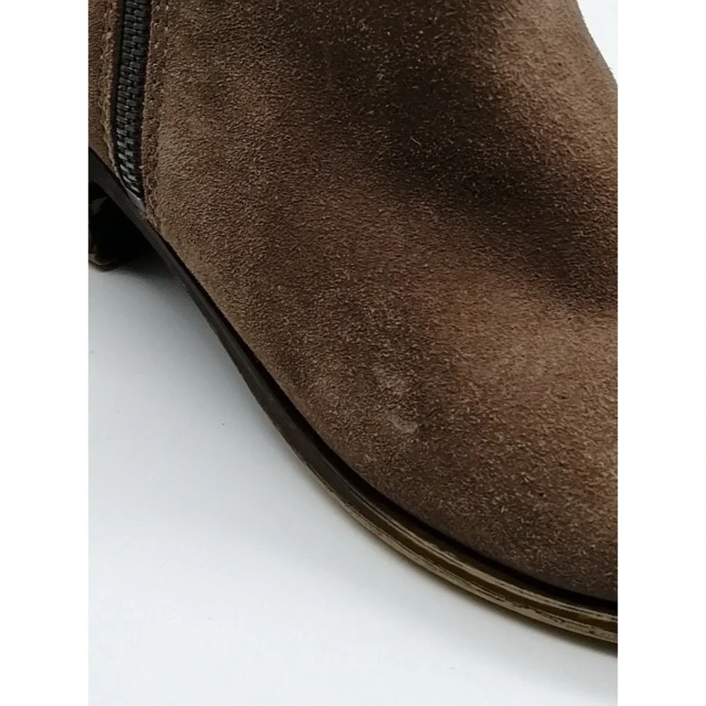 Lucky Brand Boots Womens Basel Brown 10 Ankle Bootie Shoes Suede Side Zip